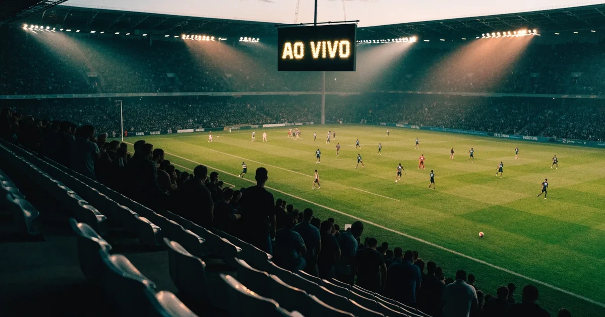 Um marcador eletrónico de um estádio com o resultado a meio da segunda parte, visto das bancadas